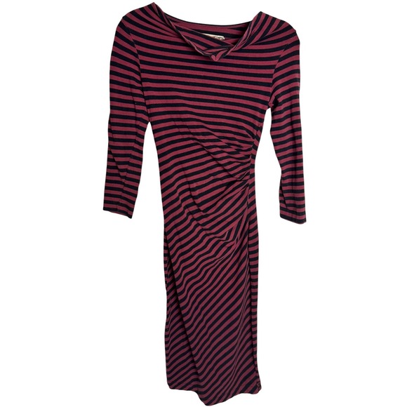 Effie's Heart Dresses & Skirts - Effie's Heart Red Striped Midi Dress Small Cowl Neck Retro Whimsigoth Artsy Dark